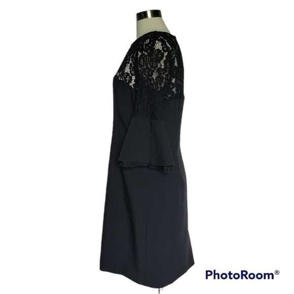 Hope & Harlow Sheath Black Lace Dress W Bell Sleeves -  10 - Picture 6 of 12